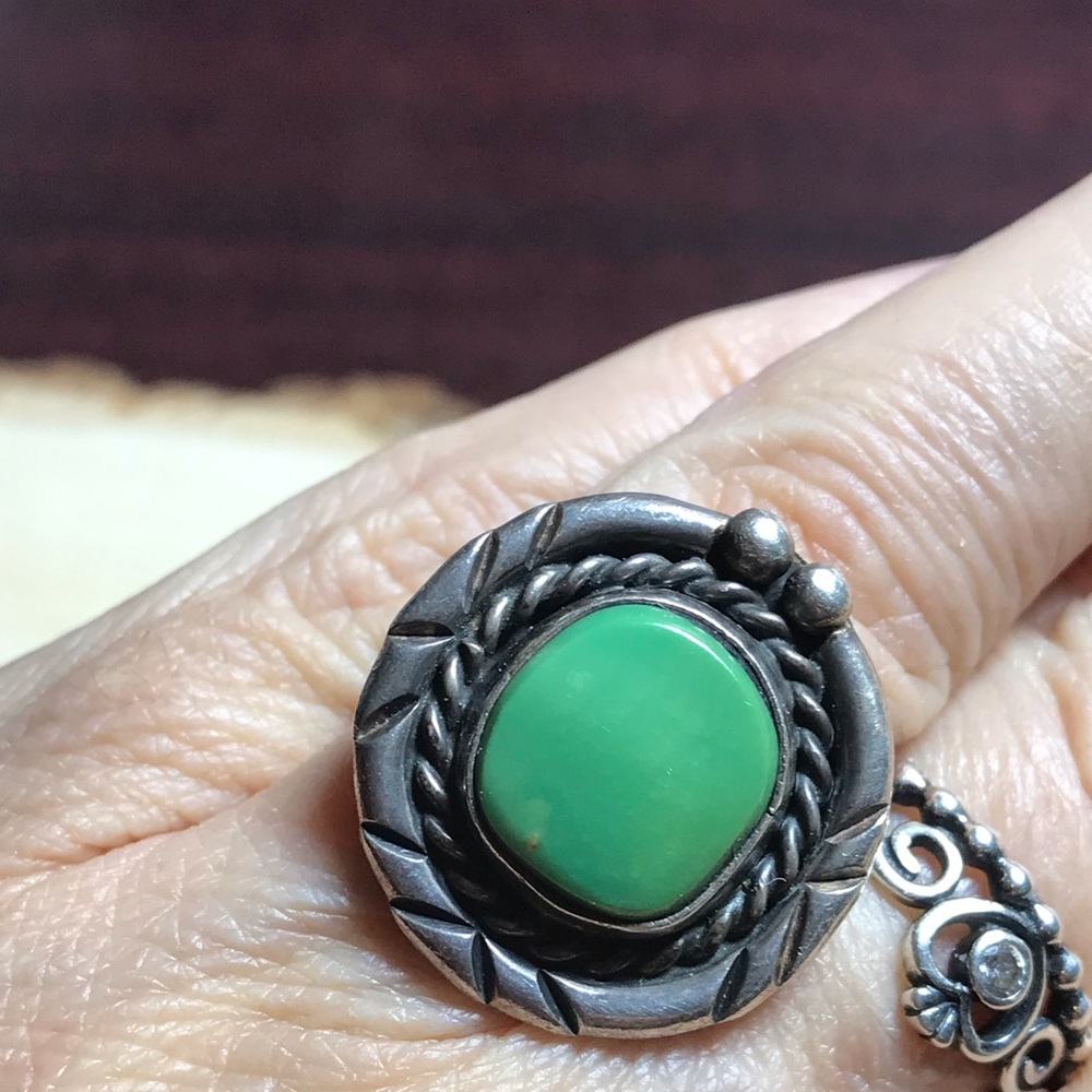 Turquoise And Sterling Native Ring - image 5